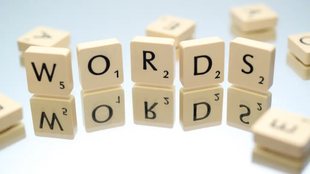 The word "words" written out in scrabble tiles